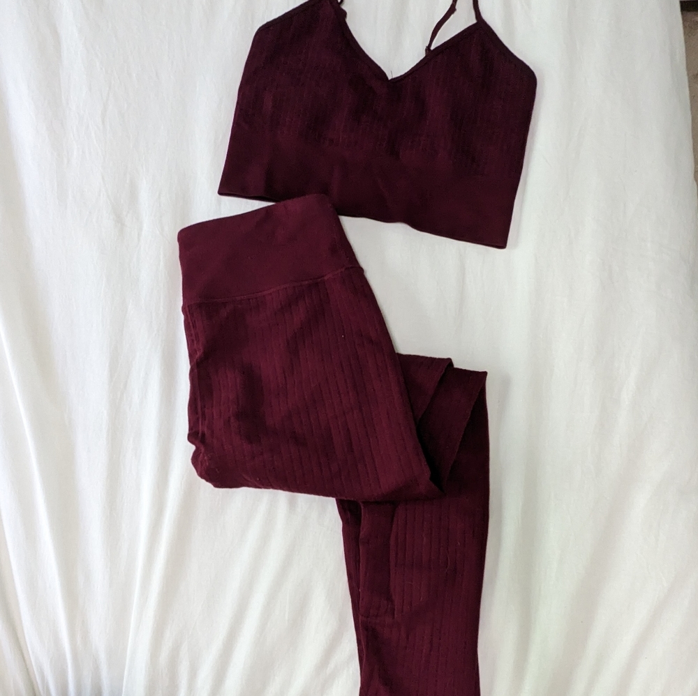 Fabletics Ribbed Sports Bralette and Leggings Set